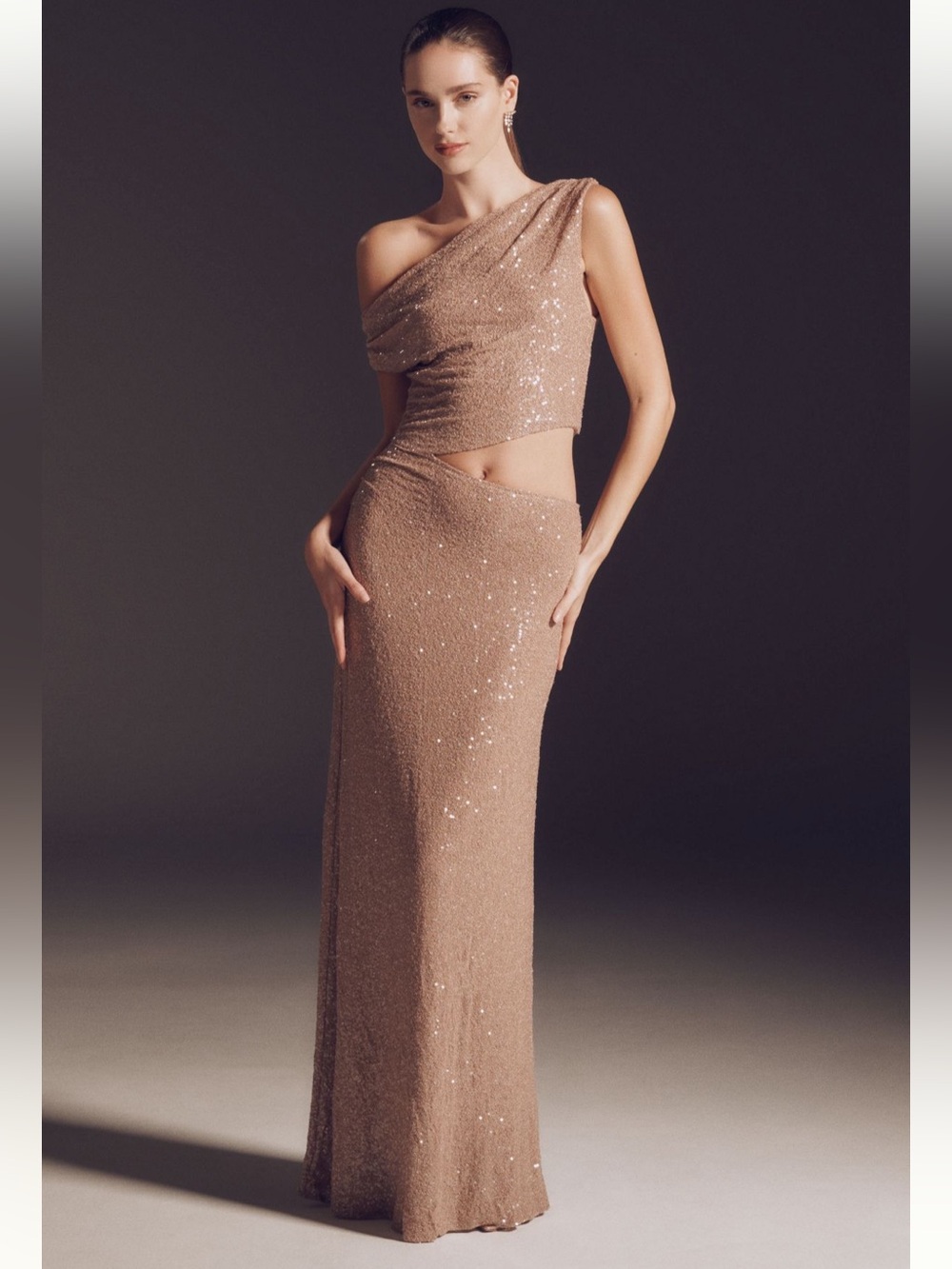Mare Mare Liquid Stretch Sequin Column Maxi Dress Size L